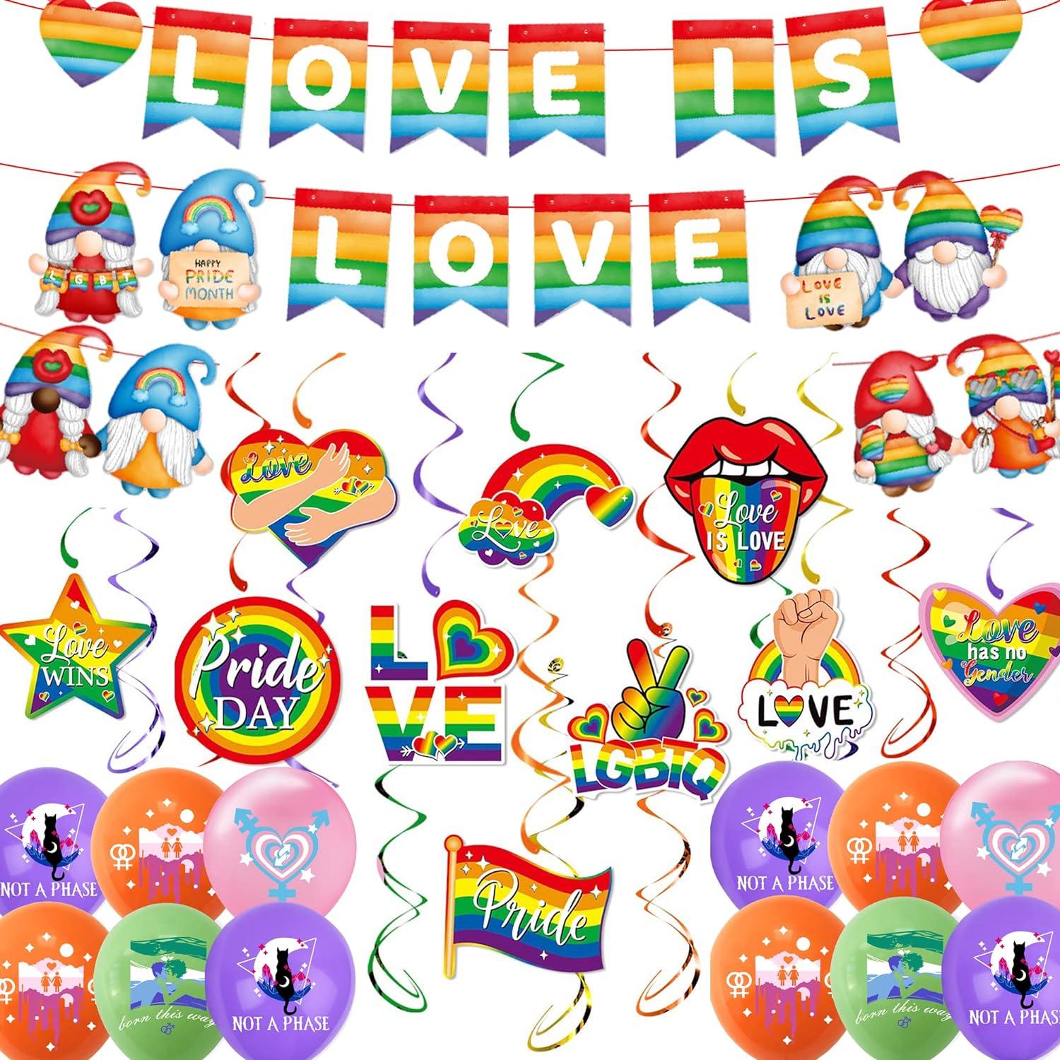 57-teiliges Pride LGBT Party Dekor Set Regenbogen Flagge Wimpelkette