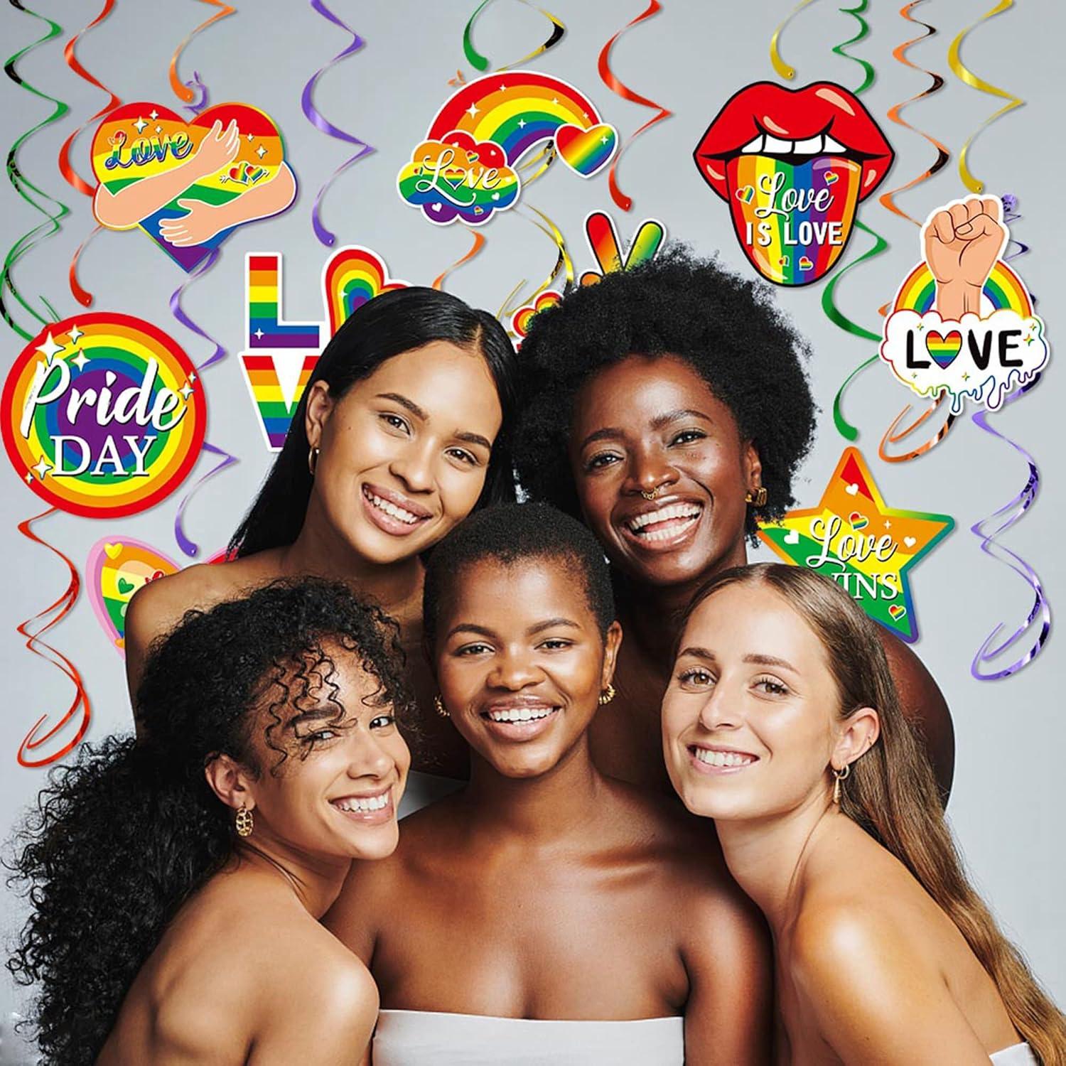 57-teiliges Stolz LGBT Party Deko Set Regenbogenflagge Wimpel