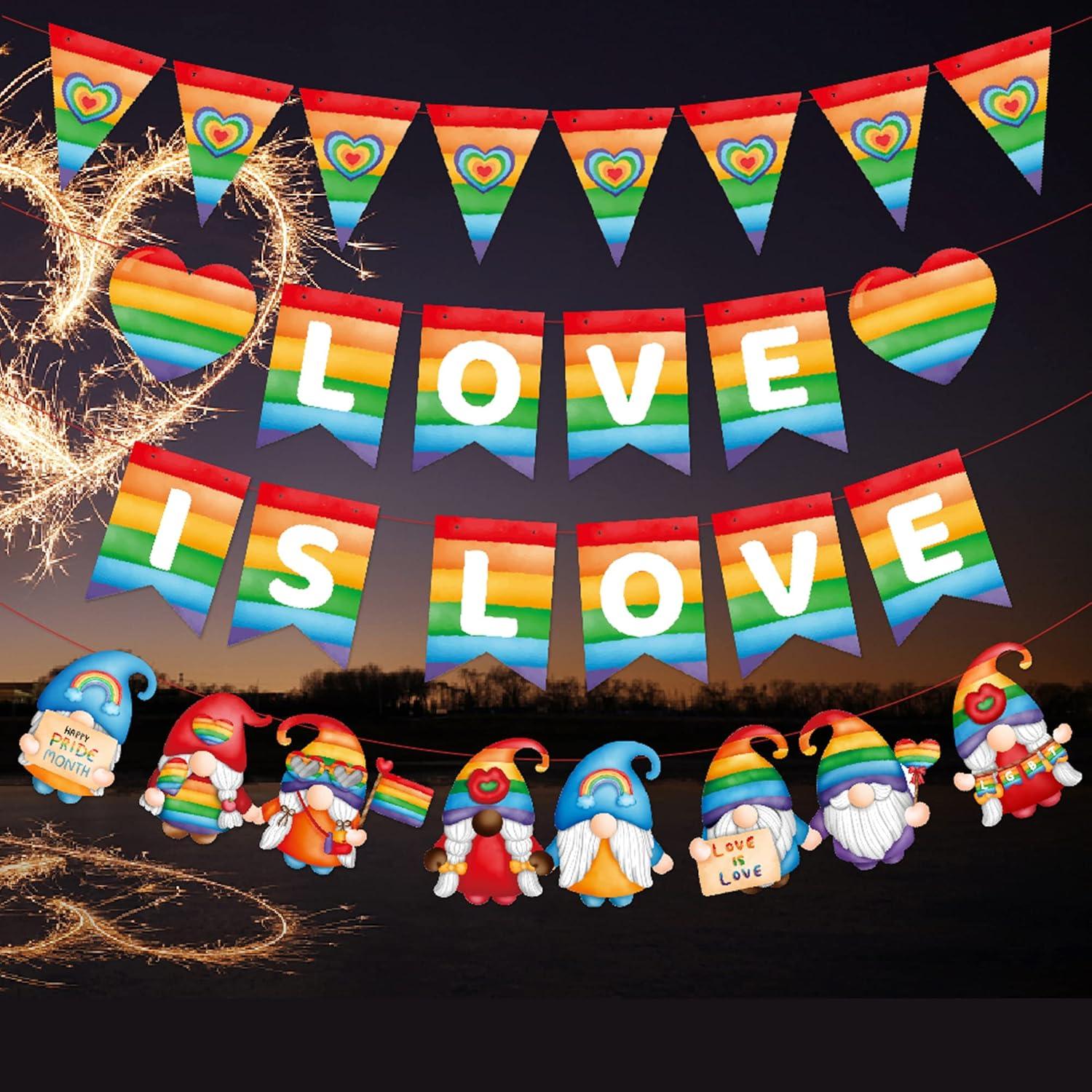 Rainbow Pride Party Dekorationen - Wimpelkette, Ballons, Wirbel, 57-teilig
