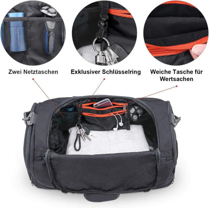 Sporttasche mit Schuhfach und Nassfach, Leichtgewicht 45L