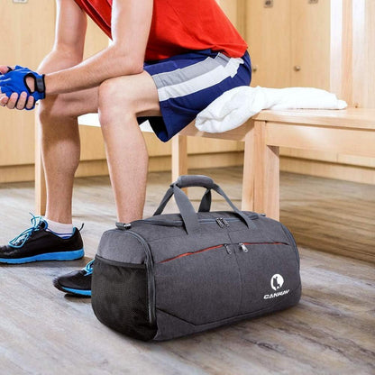 Faltbare Sporttasche mit Schuhfach und Nassfach 45L Schwarz