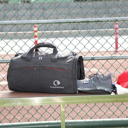 CANWAY Faltbare Sporttasche mit Schuhfach 45L Anthrazit Schwarz