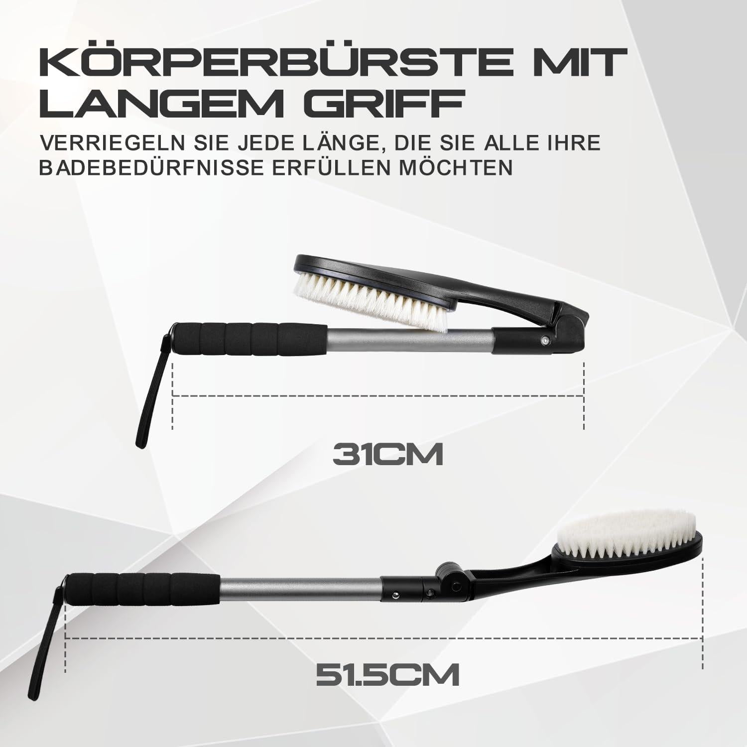 Rückenbürste Set mit Applikator Pads Körperwäsche Badebürste Stiel Duschbürste
