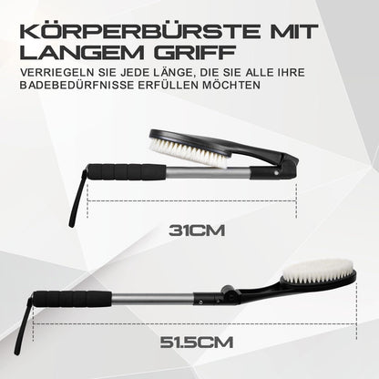 Rückenbürste Set mit Applikator Pads Körperwäsche Badebürste Stiel Duschbürste