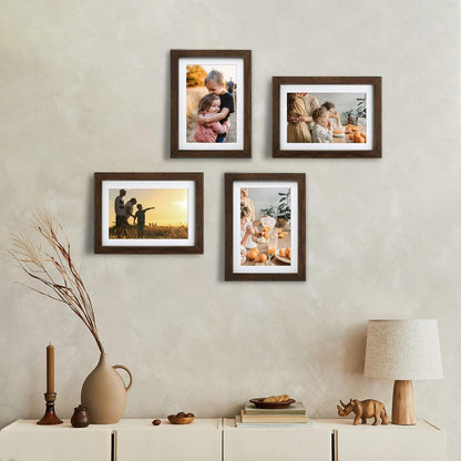 Holz Bilderrahmen 13x18 cm 4er-Set braun Acrylglas