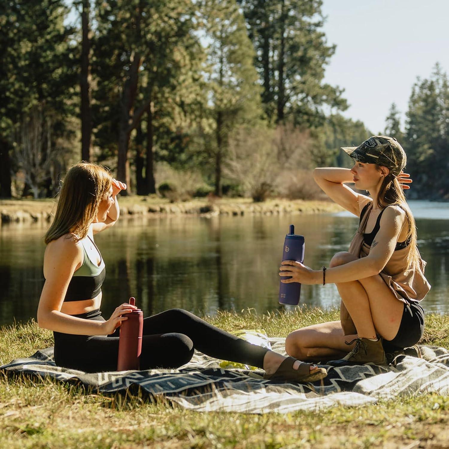 Isolierte Edelstahl Wasserflasche 32oz Strohhalm Griff BPA-frei Fitness blau