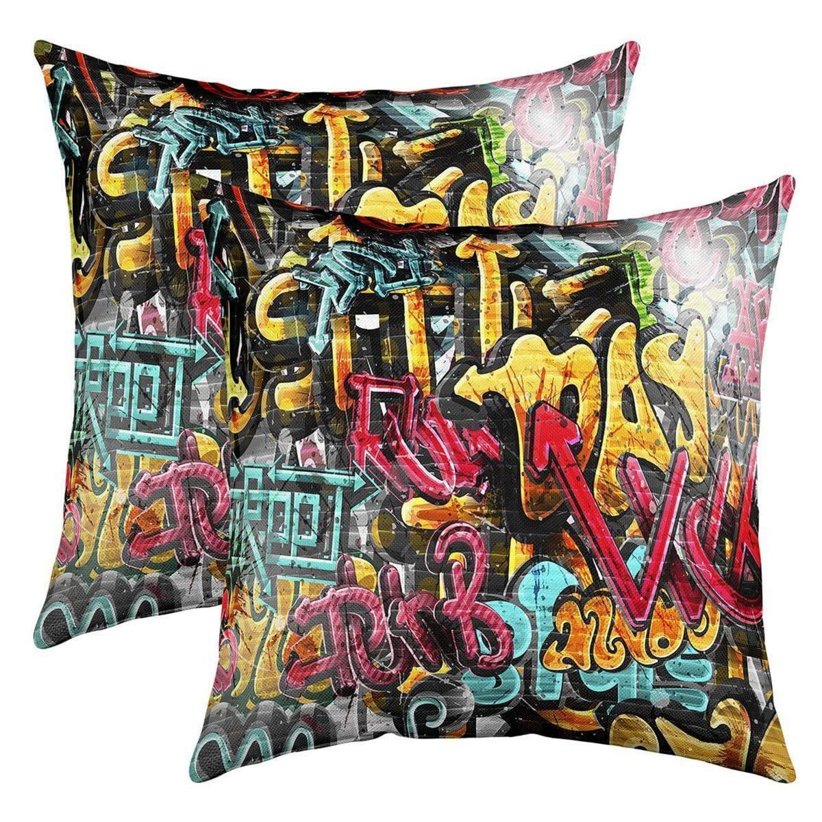 Hippie Graffiti Kissenbezüge 50x50cm - 2er Set