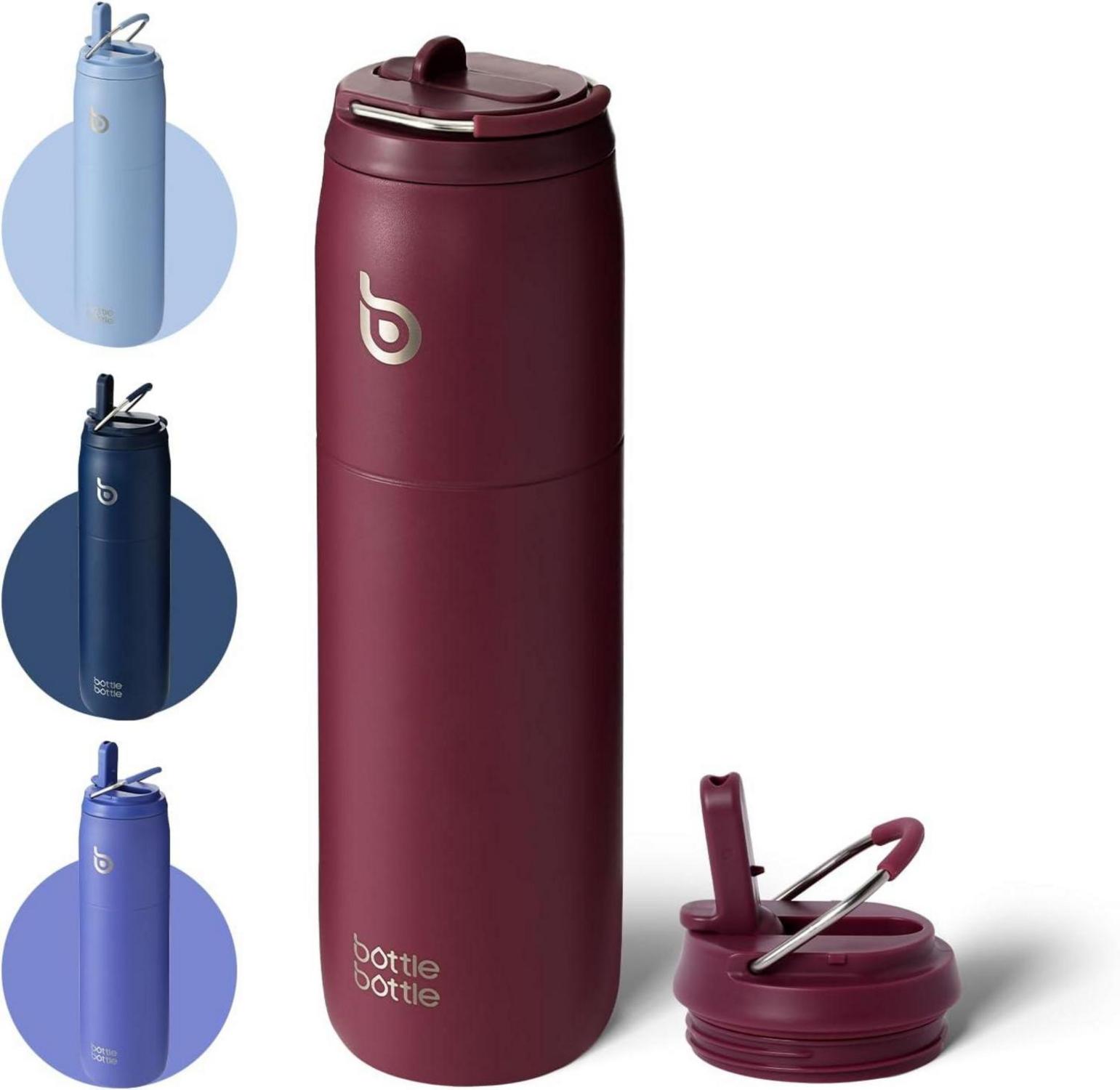 Isolierte Wasserflasche aus Edelstahl mit Strohhalm - 32oz