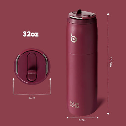 Isolierte Edelstahl-Wasserflasche 32oz mit Strohhalm und Griff