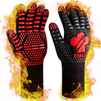 Grillhandschuhe Hitzebeständig 800°C Ofenhandschuhe BBQ Kochhandschuhe
