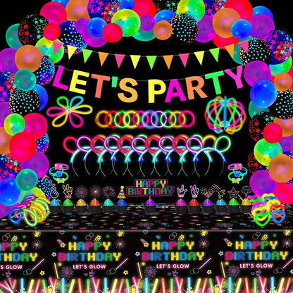 Neon Party Zubehör Set – Schwarzlicht Deko für Geburtstag