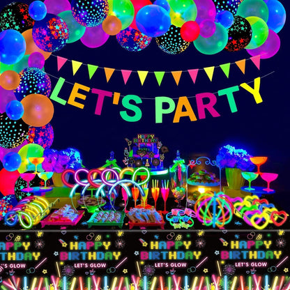 Neon Party Zubehör Set – Schwarzlicht Deko für Geburtstag