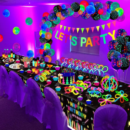 Neon Party Zubehör Set – Schwarzlicht Deko für Geburtstag