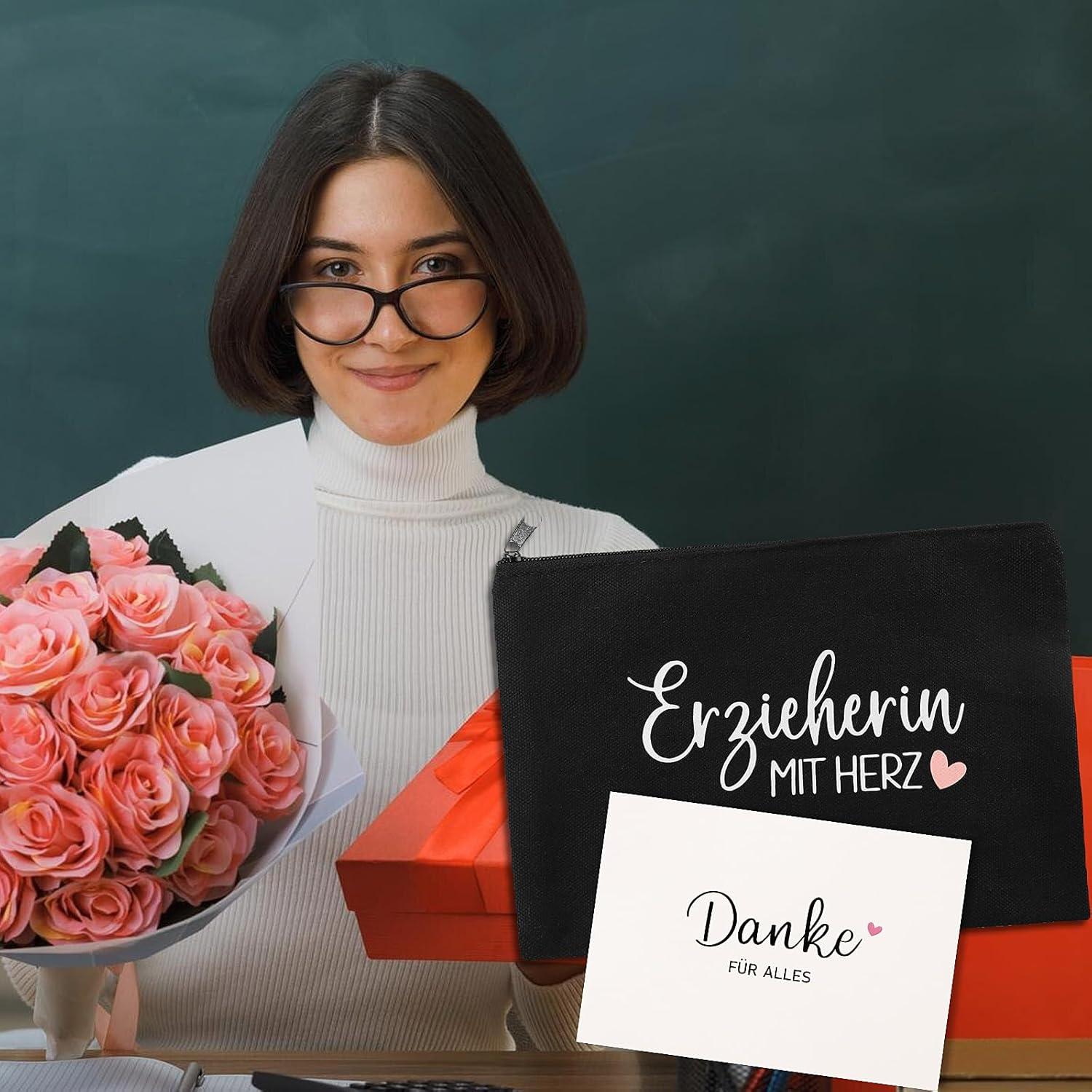 Abschied Kita Erzieherin Federmäppchen Schwarz Grußkarte Umschlag Makeup Tasche