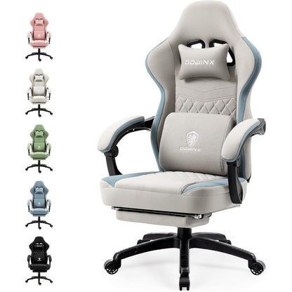 Dowinx Gaming Stuhl Stoff mit Gel-Pad und Massage Grau
