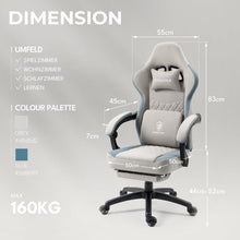 Dowinx Gaming Stuhl Stoff mit Gel-Pad und Massage Grau
