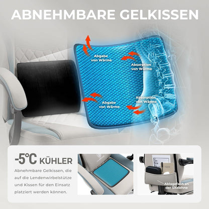 Dowinx Gaming Stuhl Stoff mit Gel-Pad und Massage Grau