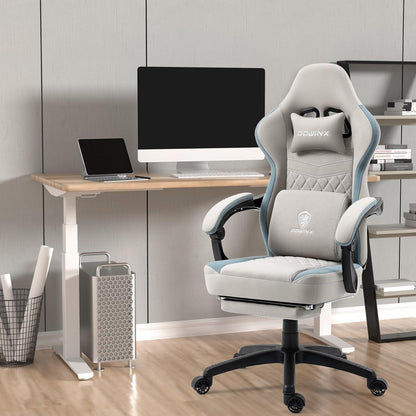 Dowinx Gaming Stuhl Stoff mit Gel-Pad und Massage Grau