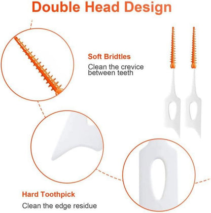 120 Interdentalbürsten Dental Zahnseide Stick Zwischenraum Reiniger 3 Schachteln Blau Grün Orange