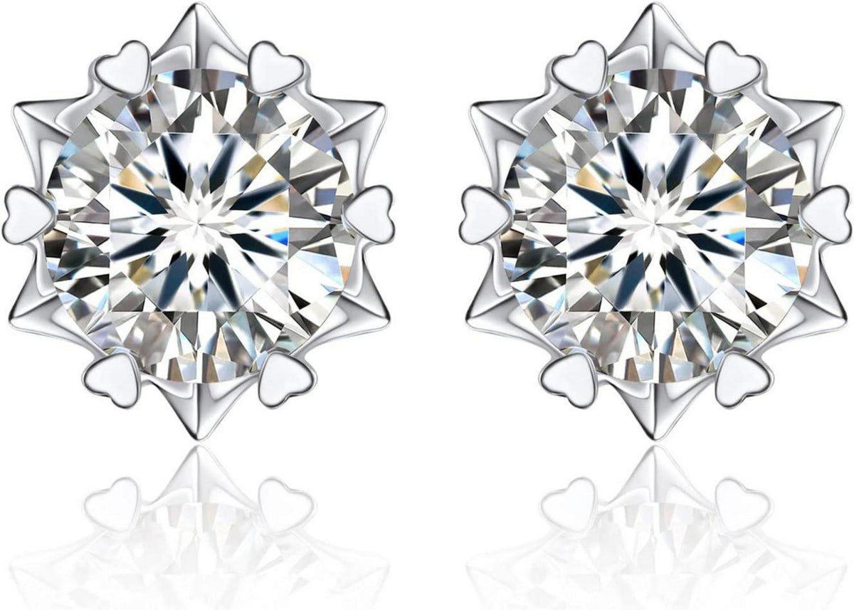 Moissanit Ohrringe Silber 925 Schneeflocke 1-4 Karat Diamant-Stil