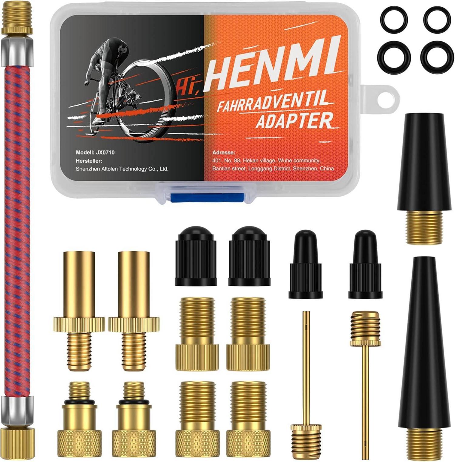 Fahrradventil Adapter Set mit Sortierbox und Zubehör