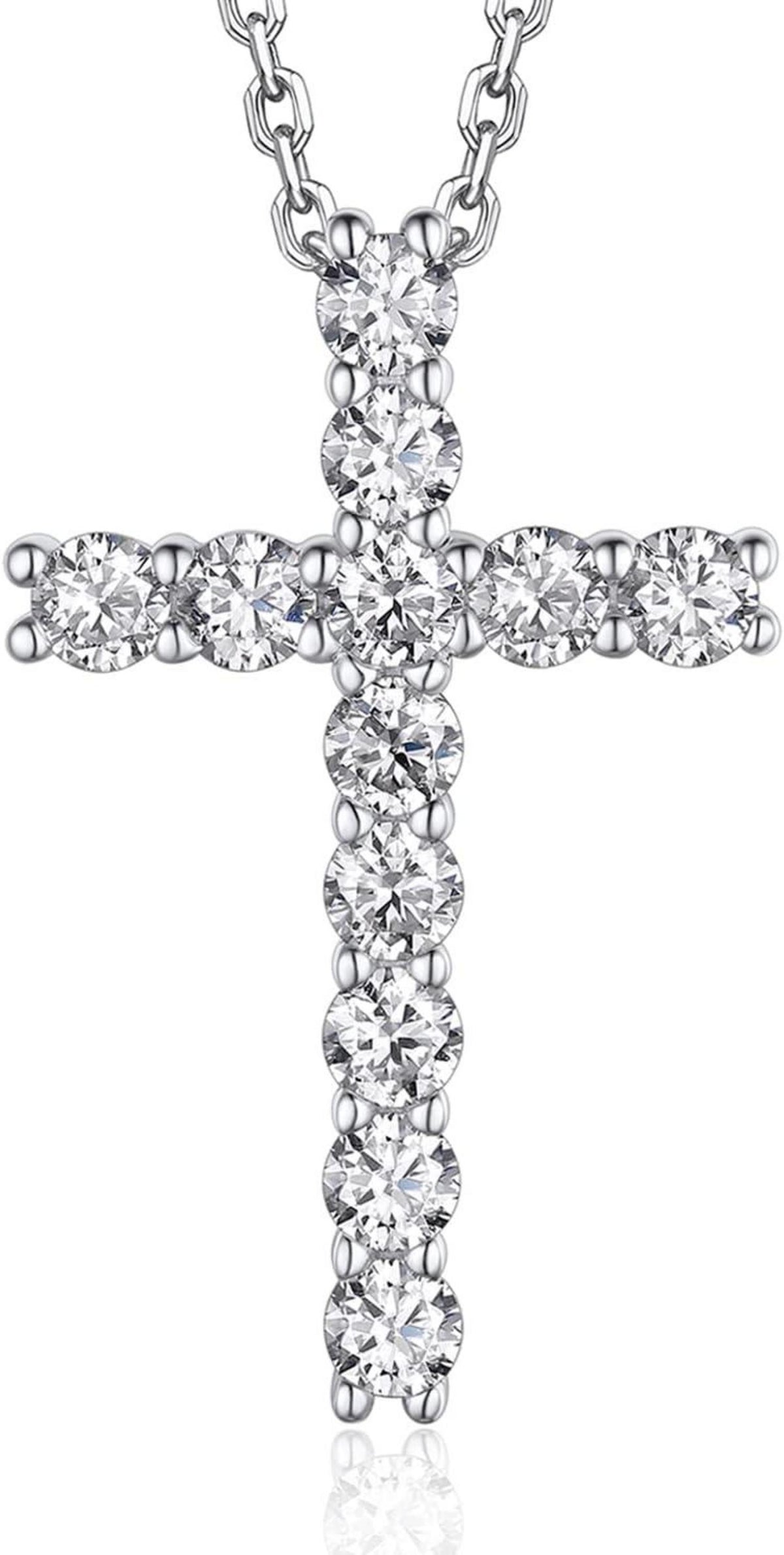 Kreuzkette Moissanite 1,2 Karat Anhänger Silber 925 mit Geschenkbox