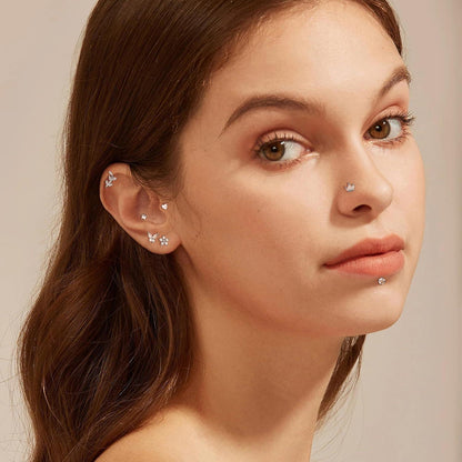 Tragus Helix Ohrringe Chirurgenstahl Innengewinde CZ 12 Stück