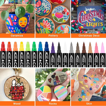 Acrylstifte 48 Farben wasserfest Acrylfarben Marker für Steine Bemalen