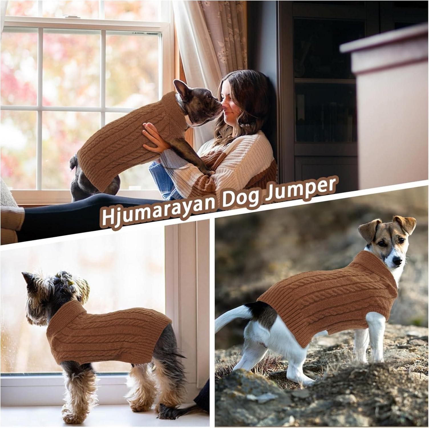 Hundepullover Stricken Warm Weich XS Braun Yorkie Chihuahua Katze