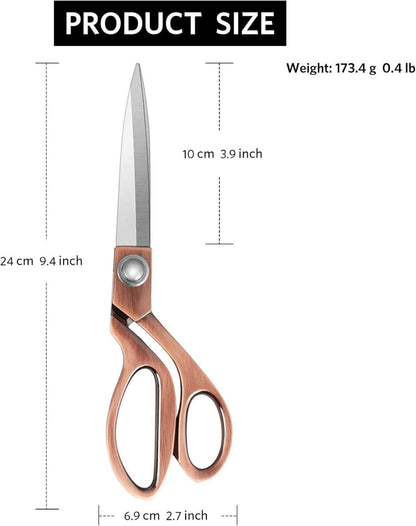 Professionelle Nähschere aus Edelstahl 24cm - Hochleistungs-Schneiderschere für Stoff-Leder-Schneiderei