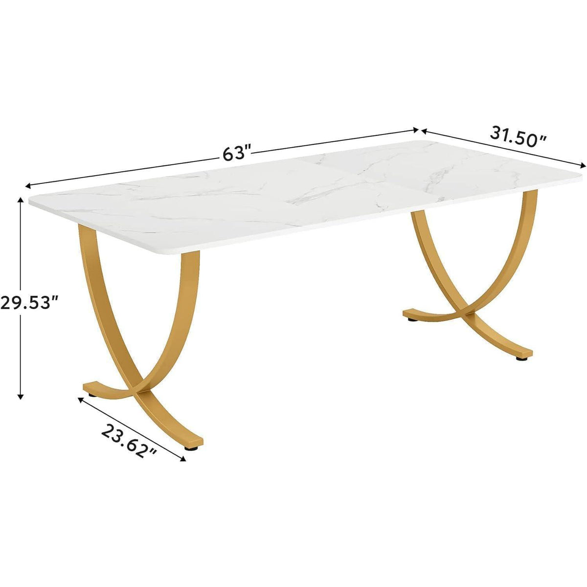 Moderner Schreibtisch Weiß & Gold | 160x80cm | PC-Tisch für Home Office