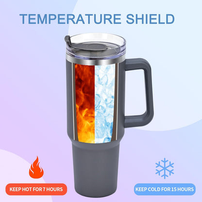 Livole 40oz Edelstahl Thermobecher Strohhalm Vakuum Isoliert Grau