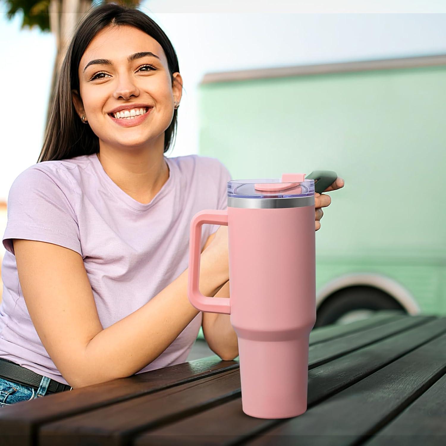 Livole 40oz Trinkbecher mit Deckel und Strohhalm, Edelstahl