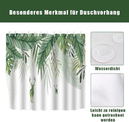 Duschvorhang 180x200 cm Grün Blätter Blumen Wasserdicht