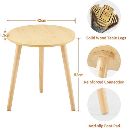 Beistelltisch rund Holz Ø42x52cm Natur Massivholz Wohnzimmer Couchtisch