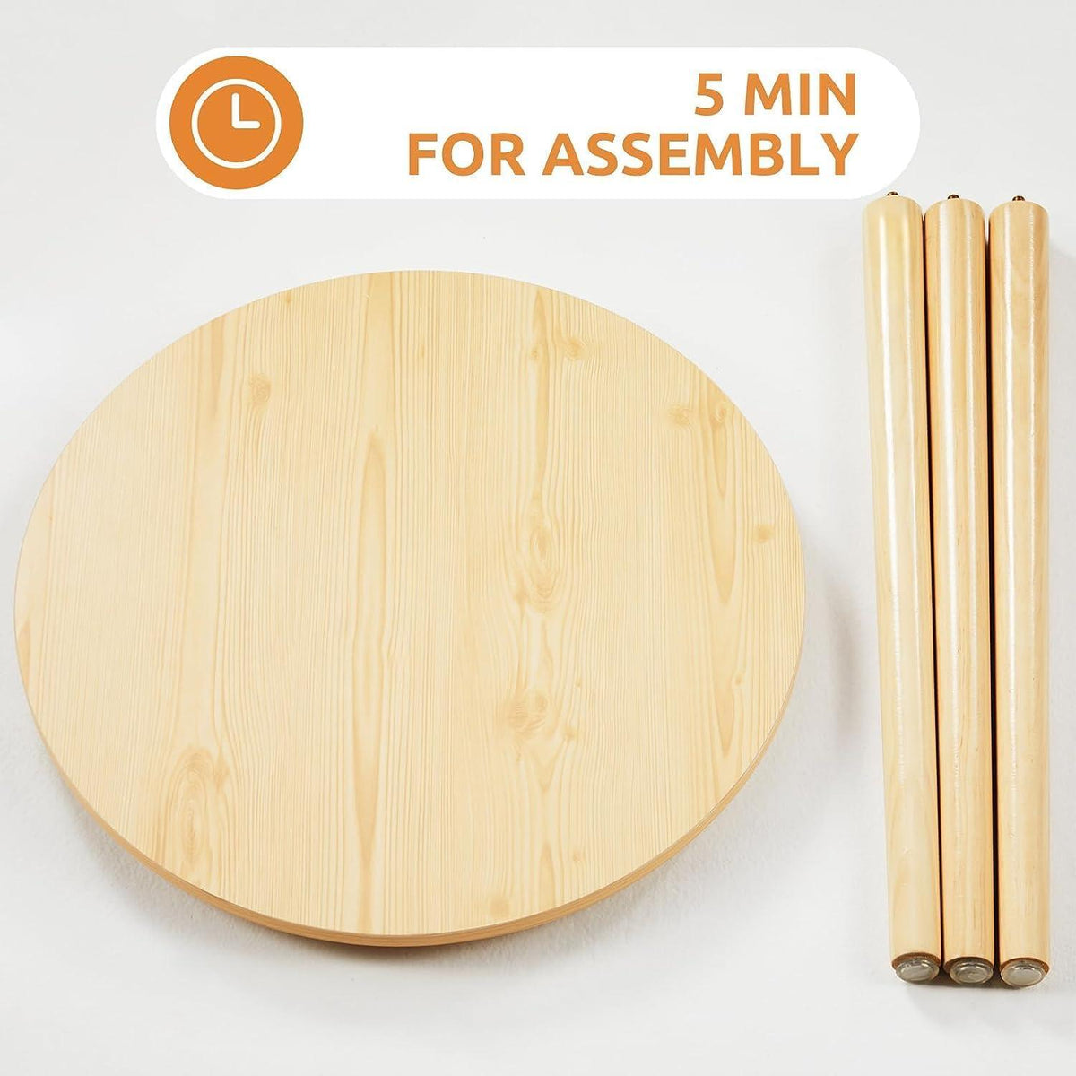 Beistelltisch rund Holz Ø42x52cm Natur Massivholz Wohnzimmer Couchtisch