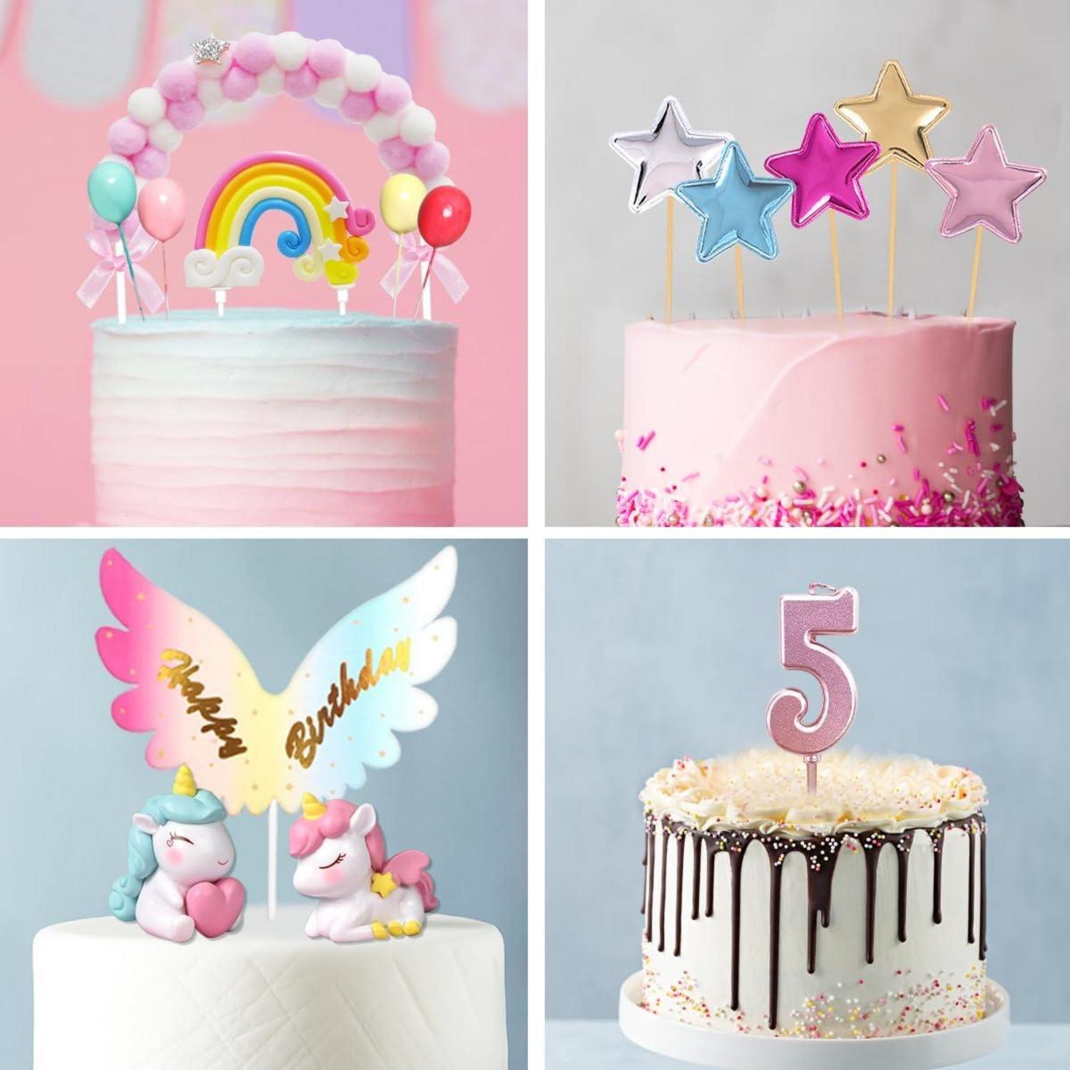 Einhorn Tortendeko Set 5. Geburtstag Mädchen Cake Topper 5 Jahre