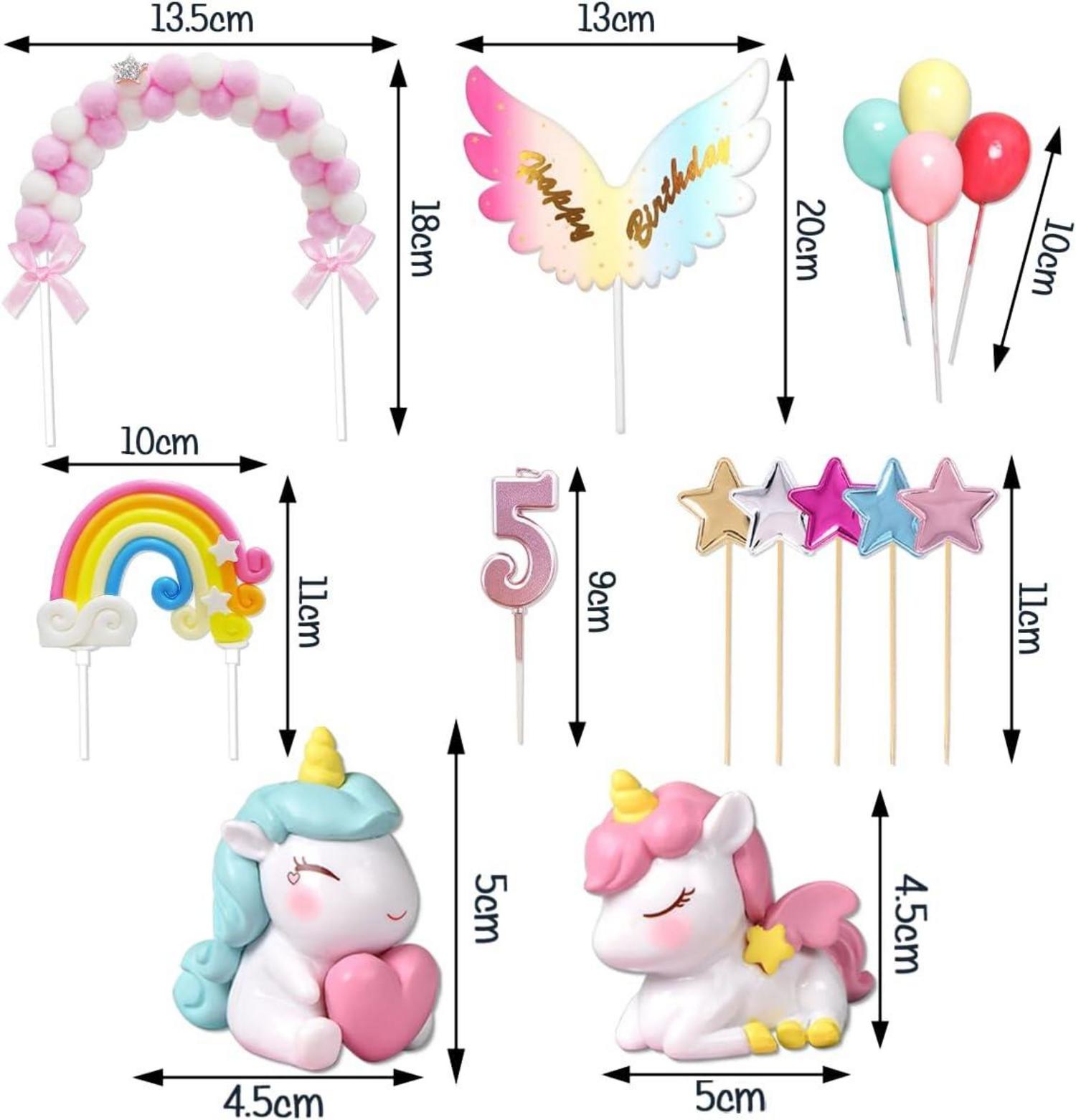 Einhorn Tortendeko 5. Geburtstag Mädchen Kuchendeko Kerze 5 Jahr Figuren Cake Topper