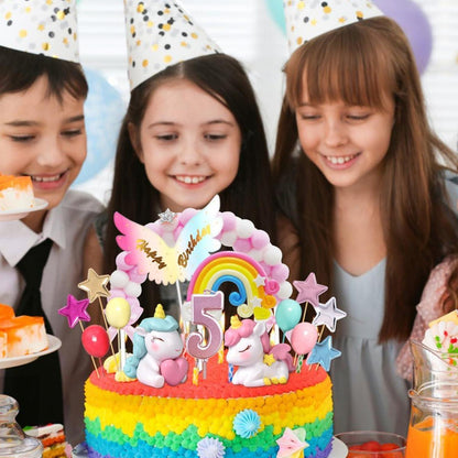 Einhorn Tortendeko Mädchen 5. Geburtstag Kuchendeko Kerze Figuren Cake