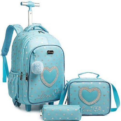 Schultrolley für Mädchen mit Rollen – Blau