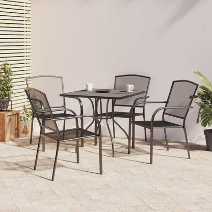 Garten Essgruppe 3-TLG. Tisch 2 Stühle Stapelbar, Anthrazit