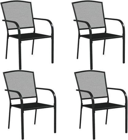 vidaXL Garten Essgruppe 3-TLG. Anthrazit Stahl, Tisch 2 Stühle Stapelbar