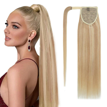 Echthaar Pferdeschwanzverlängerung 55cm #18/613 Aschblond
