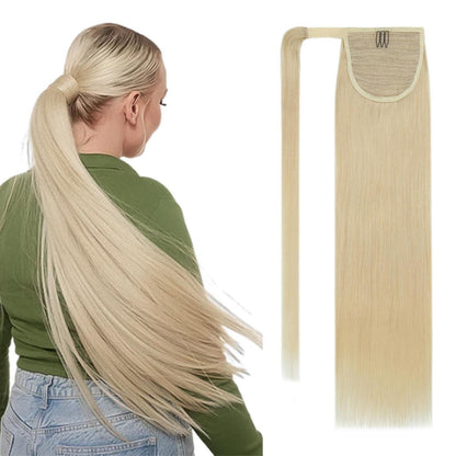 Echthaar Pferdeschwanz Extension glatt #613 hellblond 35cm