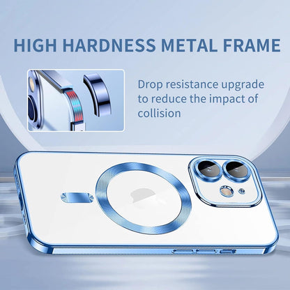 Magnetische iPhone 12 Hülle mit MagSafe, Stoßfest, Anti-Vergilbung, Anti-Fingerabdruck, Klar - Blau