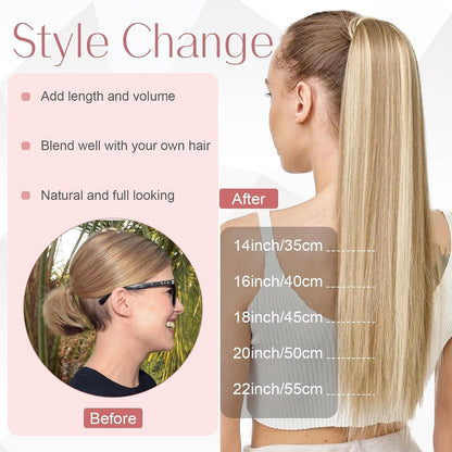 Echthaar Pferdeschwanzverlängerung 45cm #18/613 Aschblond