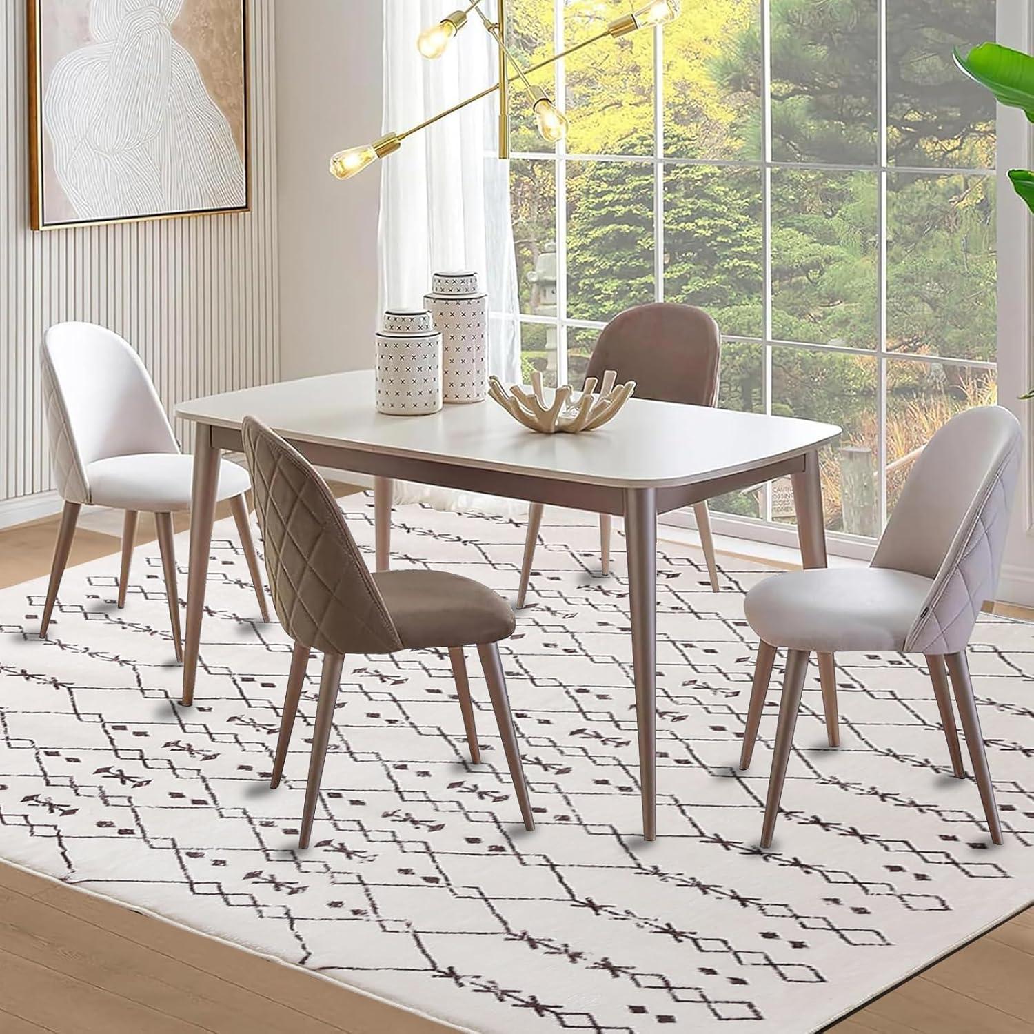 Großer Abstrakter Teppich Beige/Elfenbein Kurzflor 200x250cm