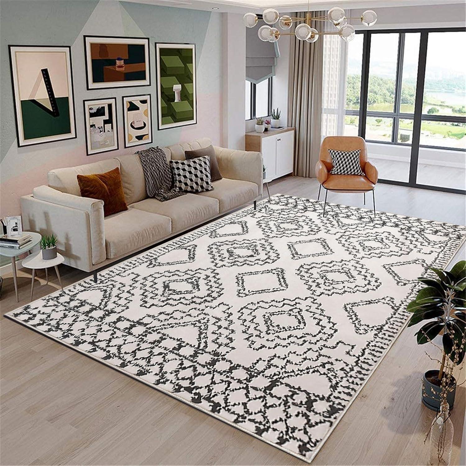 Moderner Beige Teppich Große Weiß Elfenbein/Schwarz 200x250cm