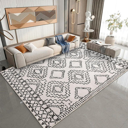 Modernes Abstraktes Elfenbein Schwarz Teppich 200x300cm