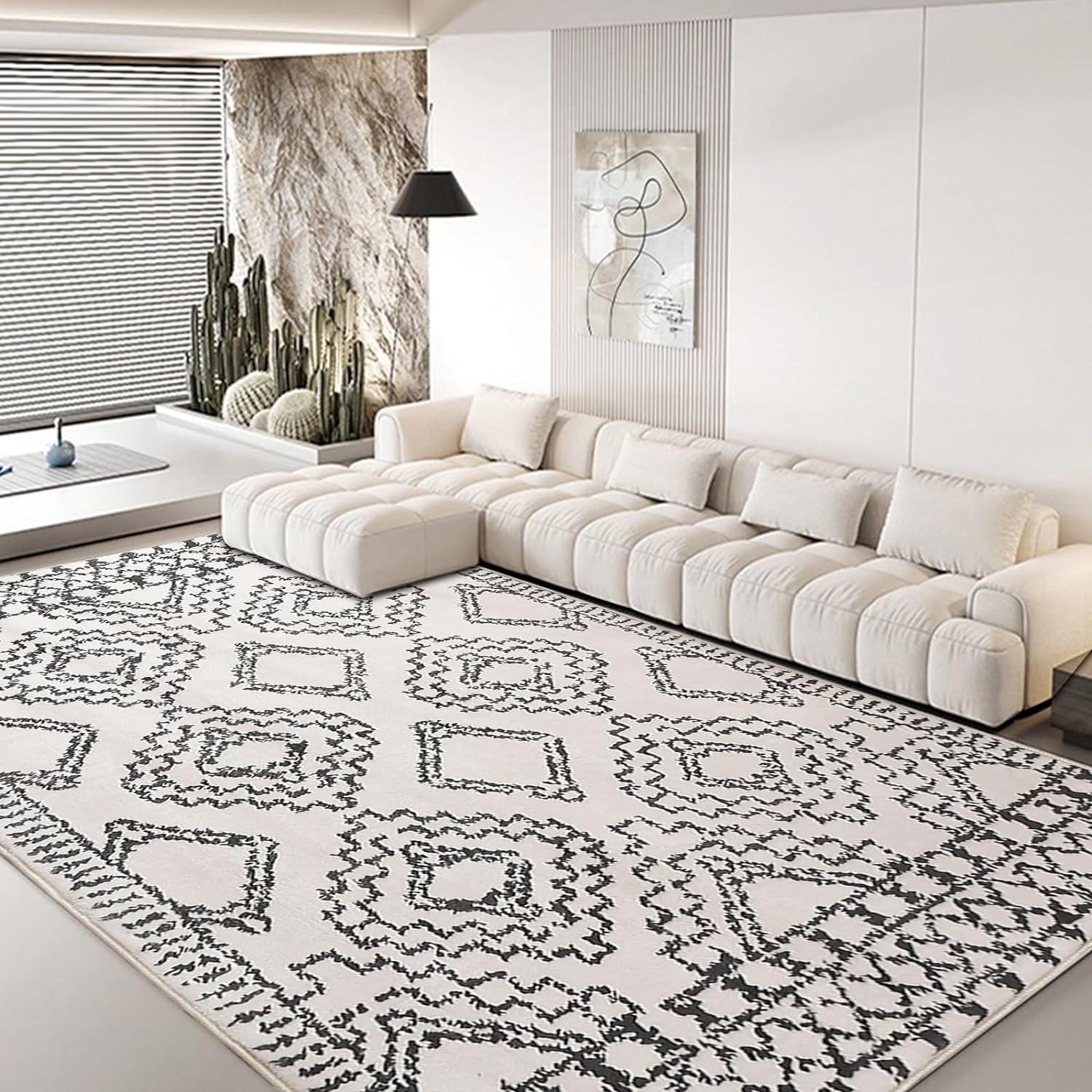 Großer Kurzflorteppich Beige/Elfenbein 200x300